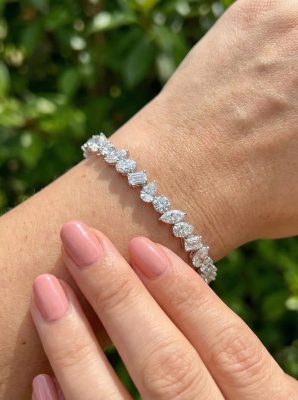 64b7ab93e7adc408ef70fe160b9f7675 13.20 g Lab Grown Diamond Tennis Bracelet 16.5cm 18 K White Gold D-E Color VVS