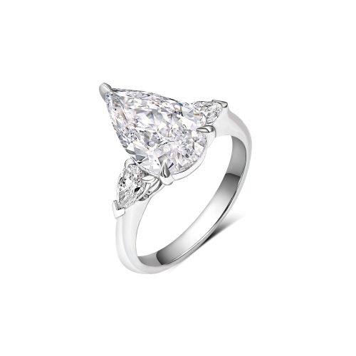 2.41 carat Pear Shape Lab Diamond Three-Stone Engagement Ring