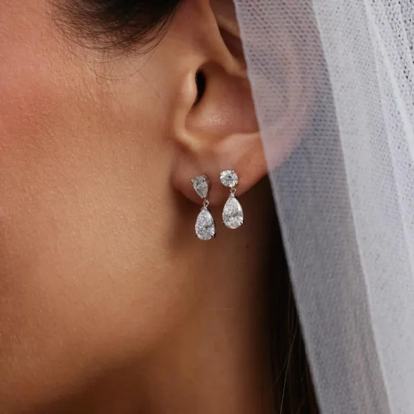 il_1588xN.7465651003_te08 Round & Pear Cut Lab Grown Diamond Two Stone Earrings in Solid 18K Gold