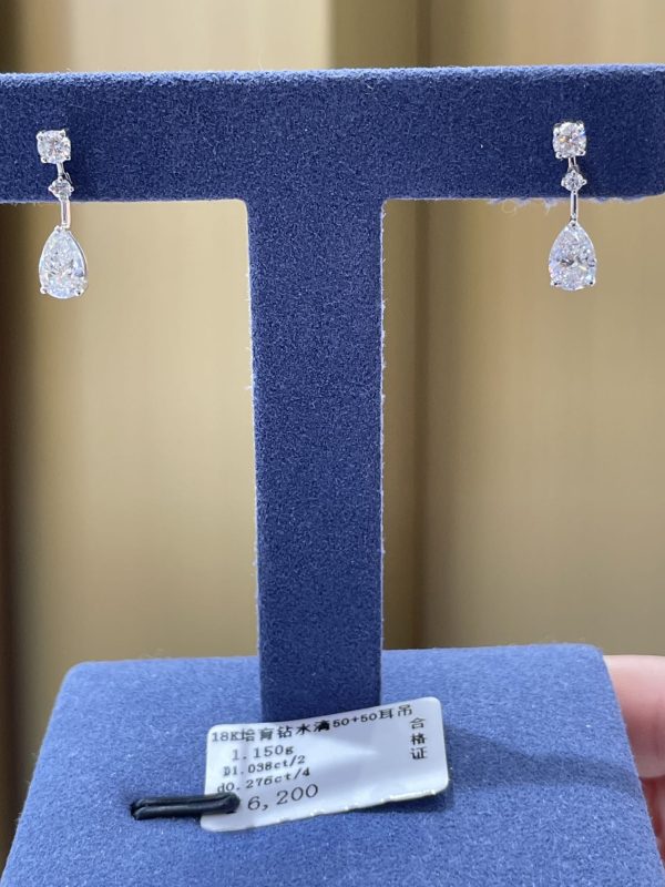 微信图片_20260716155933_117 Round & Pear Cut Lab Grown Diamond Two Stone Earrings in Solid 18K Gold